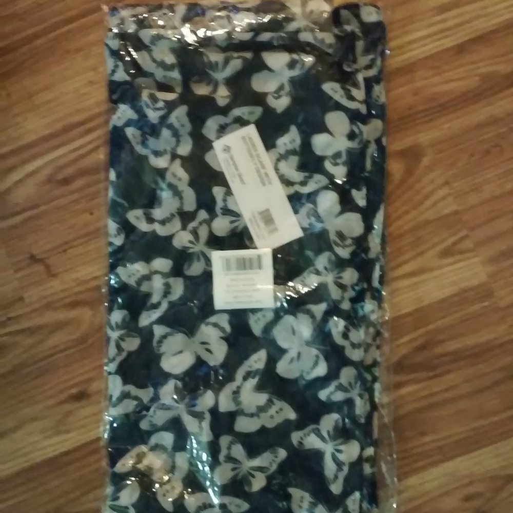 New Butterfly Scarf Blue and White 78" Long 32" Wide 100% Dacron  Hand Wash Drip